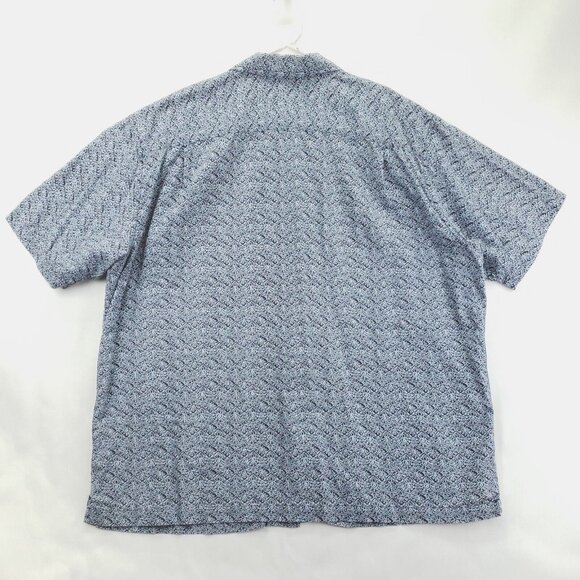 Eddie Bauer Shirt Mens XL Black Blue Geometric Linen Short Sleeve Button-Up - Picture 2 of 9